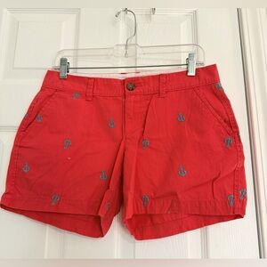 Old Navy Women's Red Anchor Embroidered Chino Cotton Shorts Size 2